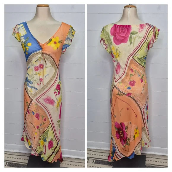 Vintage 90's Coupe Classique Patchwork Midi Dress Size S - Picture 2 of 13